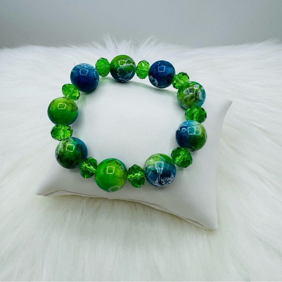 Large Statement Glass Beaded Bracelets - Picture 1 of 5